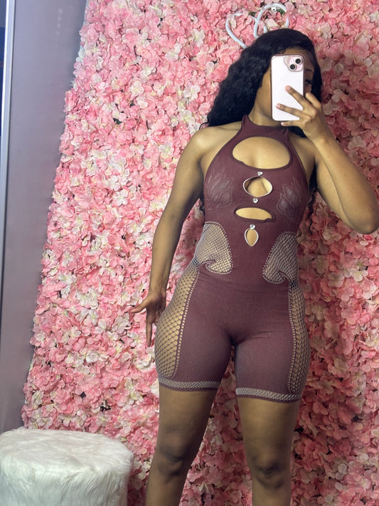 Brown Bad Girl Poster Romper