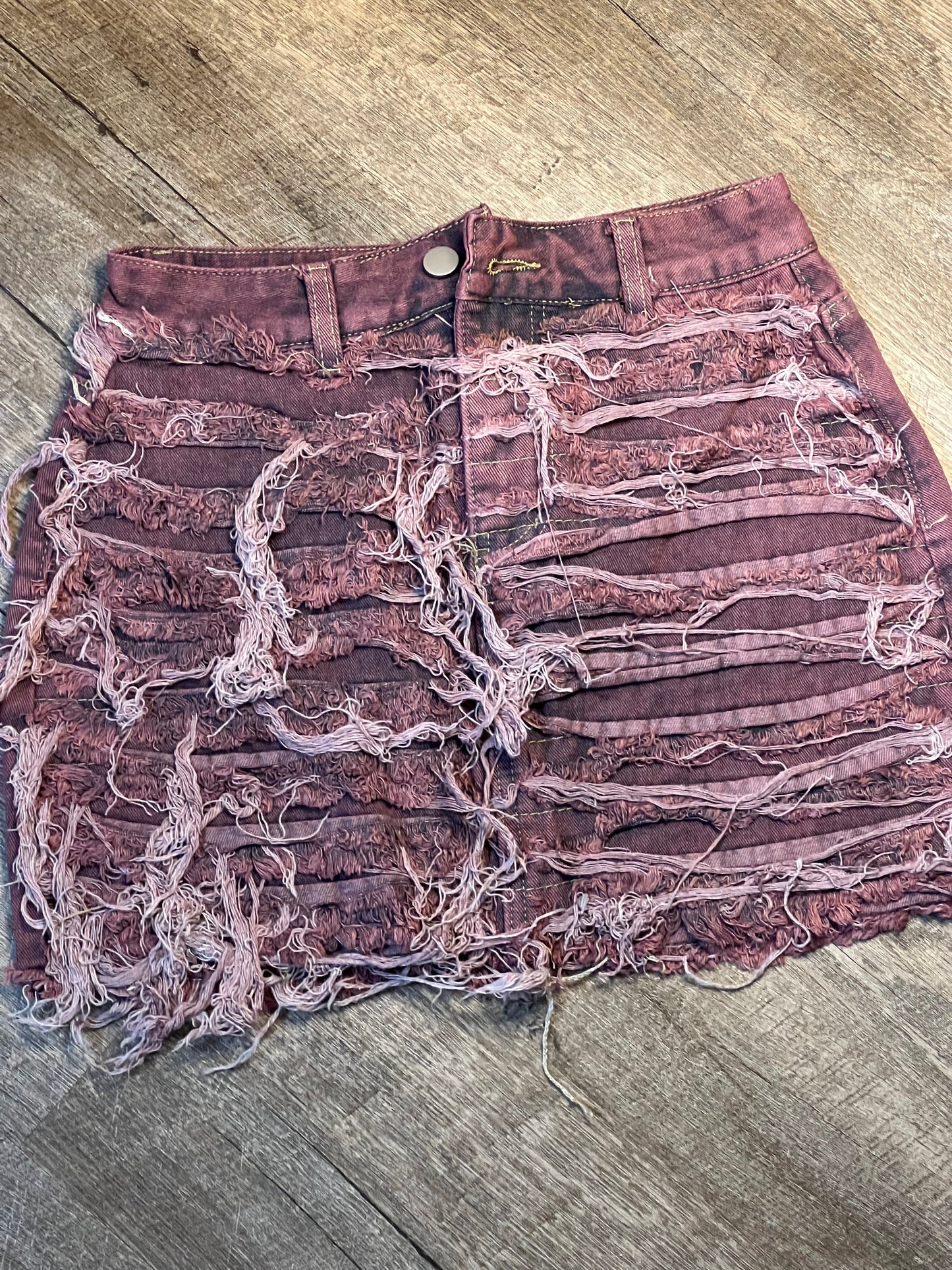 Distressed mini skirt