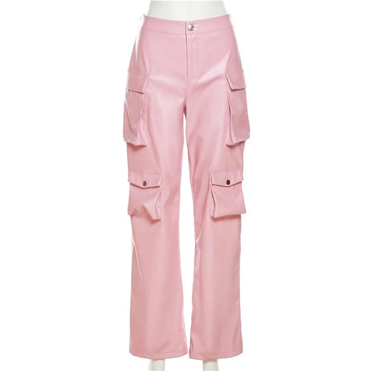 Pink leather pants
