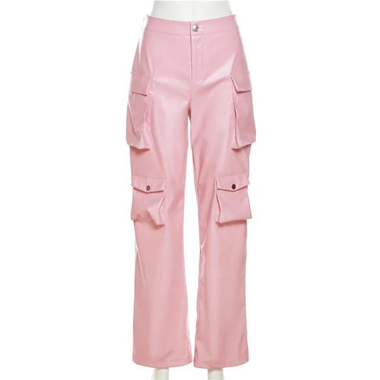 Pink leather pants